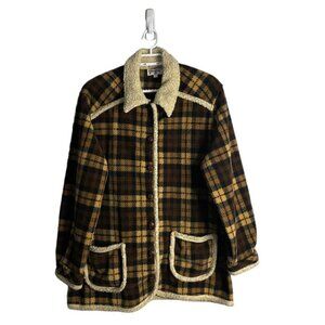 Graffiti Women's Brown Plaid Sherpa Lined Fleece Jacket